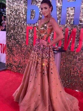 O'Blanc - Long mirror embroidered tulle dress